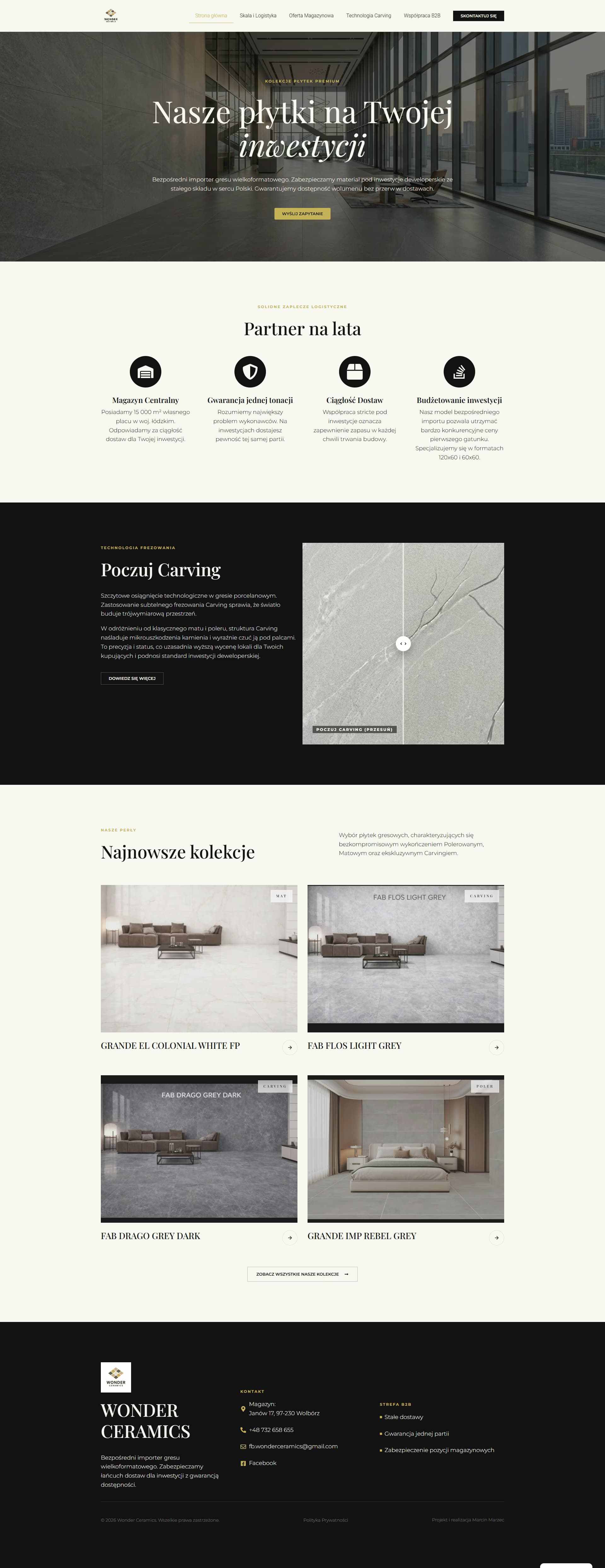 Wonder ceramic tiles website preview